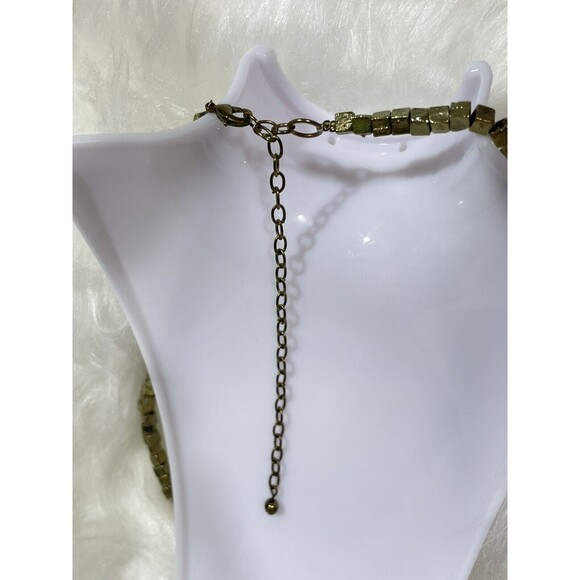 Vintage Tiny Box Cube Bead Chain Necklace Brass Metal 16” - 20” - Picture 3 of 5